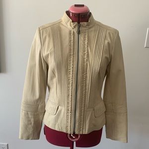 Danier Light Cream Leather Zip-Up Jacket